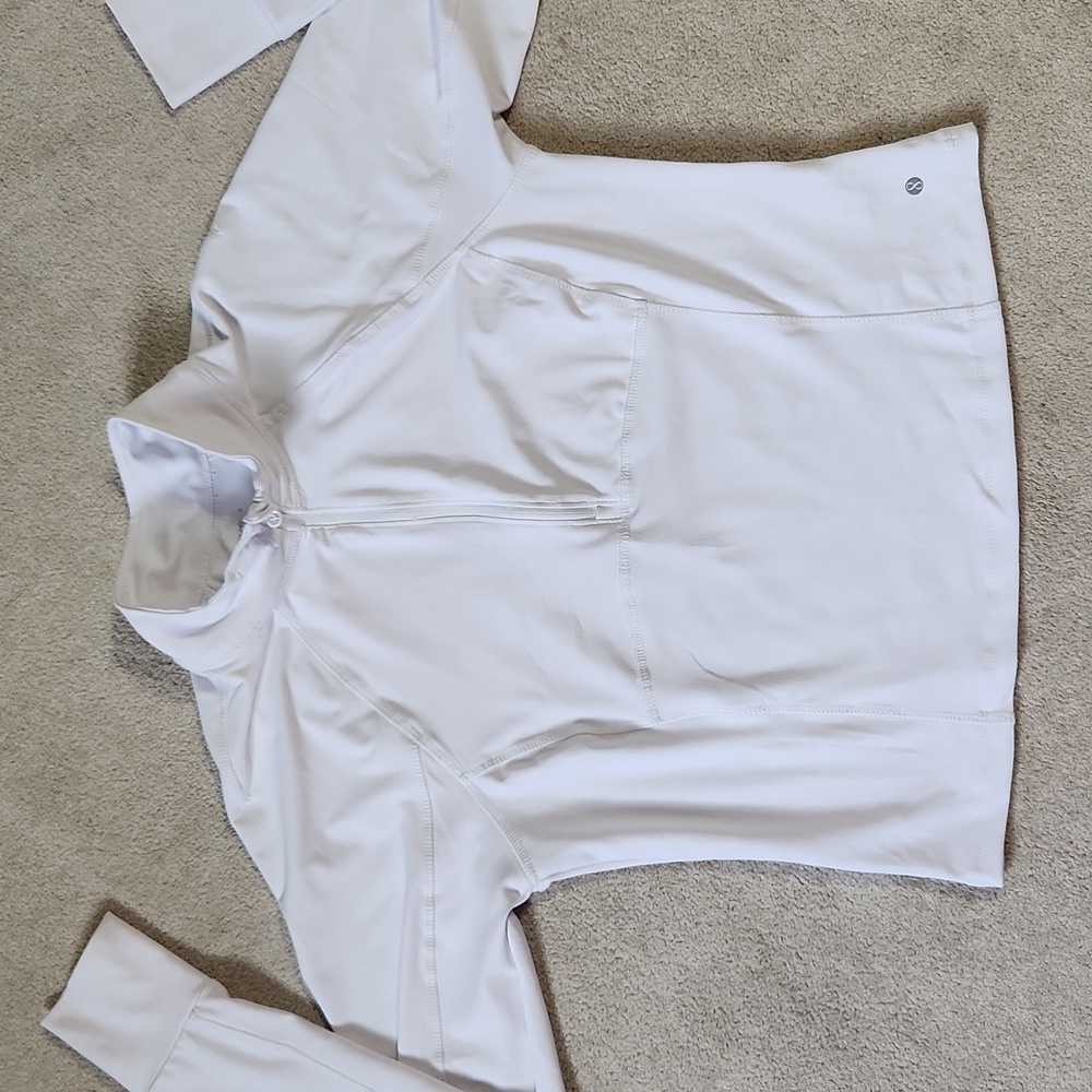 Cropped 1/2 Zip Athletic Long Sleeve Shirt Running Exercise top - Large